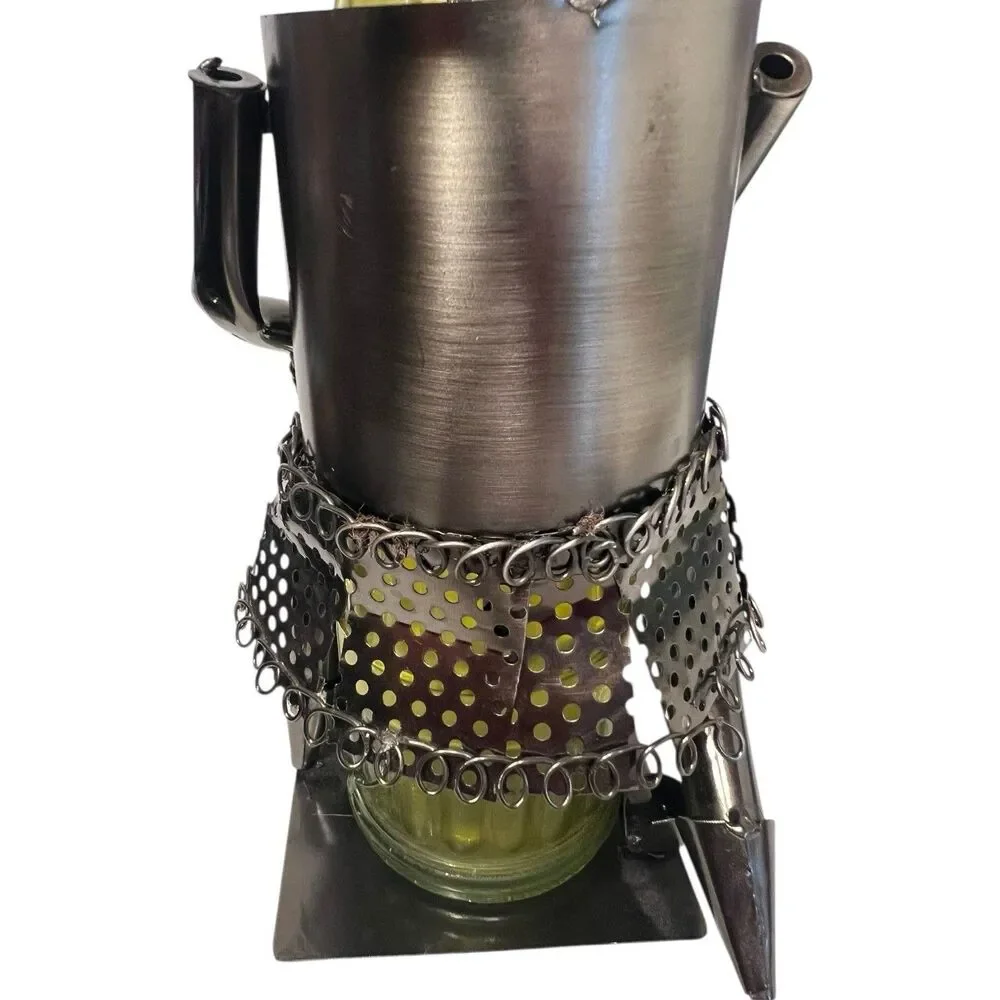 Wine Bottle Holder Metal Woman Shopping Bags Bar Cart Decor Display Rare Gift